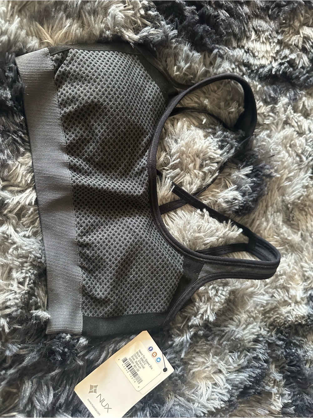 NUX Need For Speed Charcoal Mesh Racerback Sports Bra